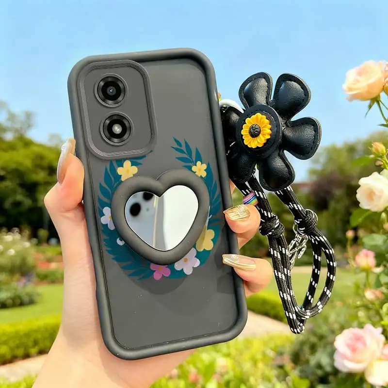 3 pièces (Coque de téléphone avec guirlande colorée + cordon + embellissements artisanaux) pour Moto