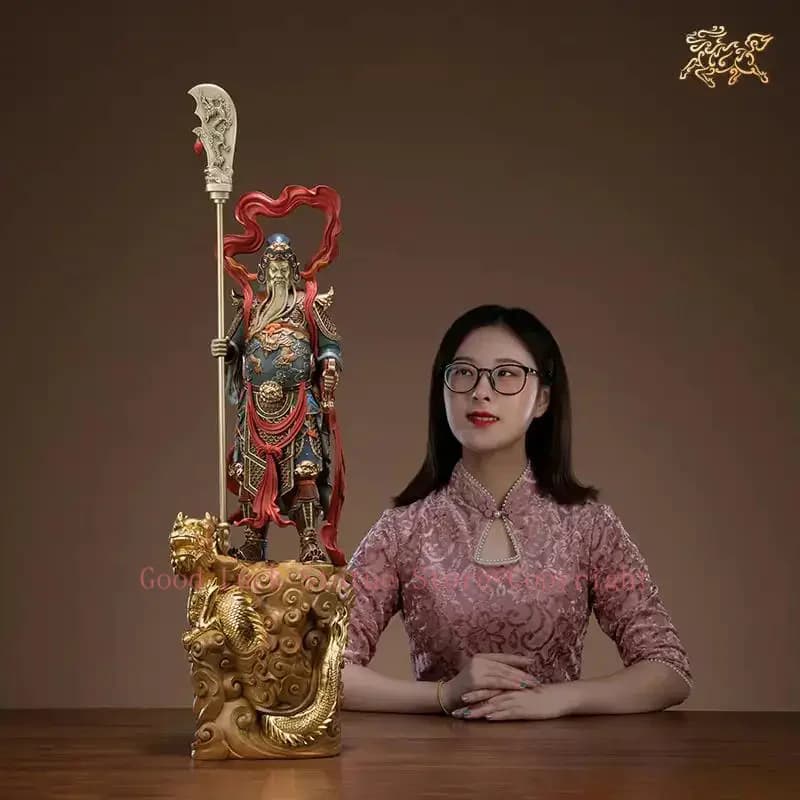 Statue du dieu de la richesse du Dragon GUAN GONG Mammon, grande taille, 82cm, en Bronze, de bonne q