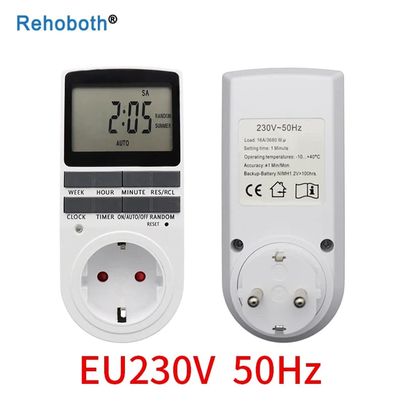 Minuterie numérique électronique ue, prise US FR BR, minuterie de cuisine, prise 230V 110V, 7 jours,