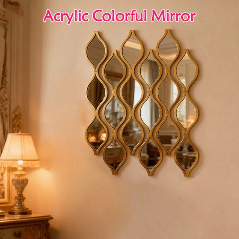 Miroir de salle de bain combiné en forme de larme, 12 pièces |   Miroir décoratif artistique doré po