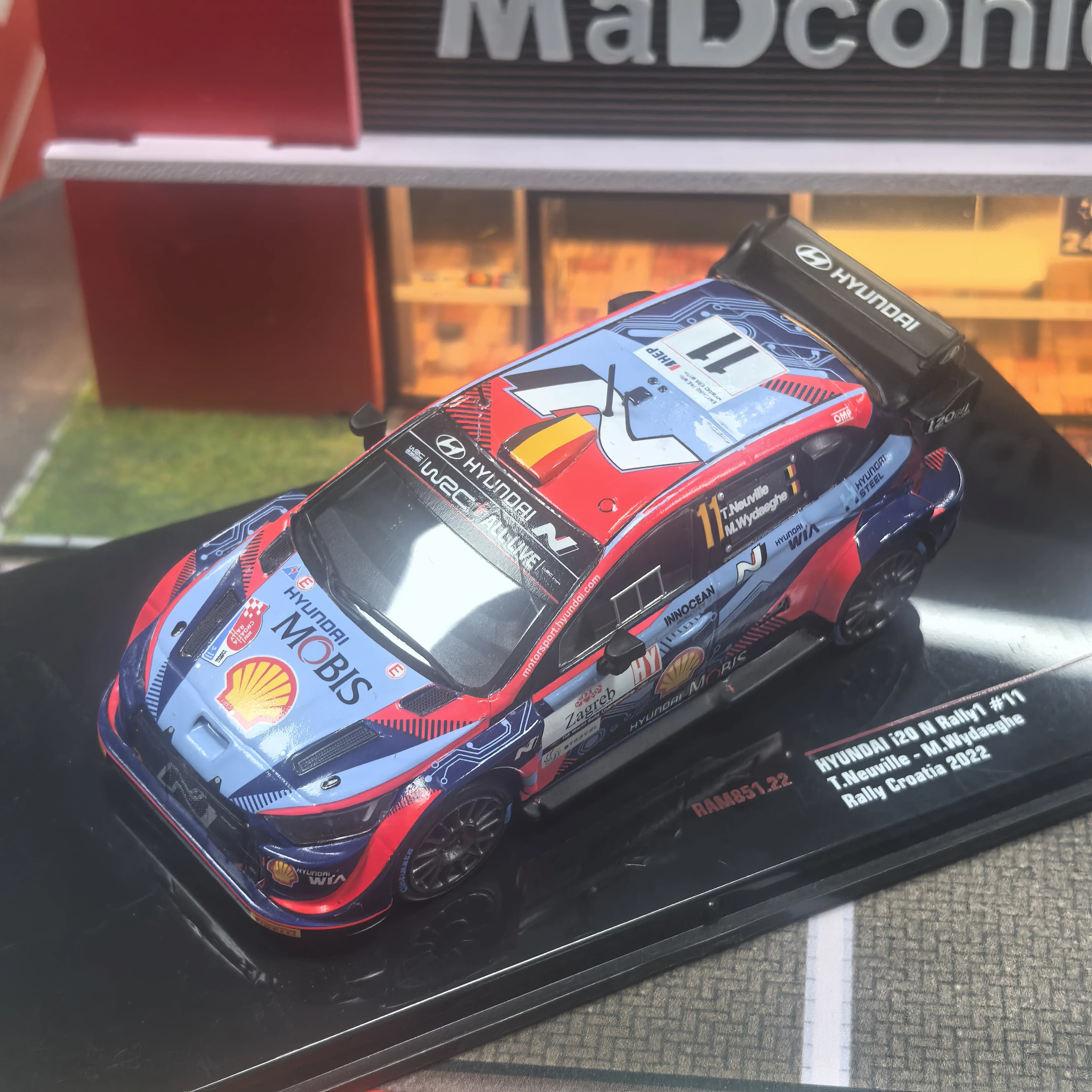 Ixo 1:43 i20 #   11 Rallye Monte Carlo 2022 Modèle de course en alliage Souvenir pour adulte Jouet d