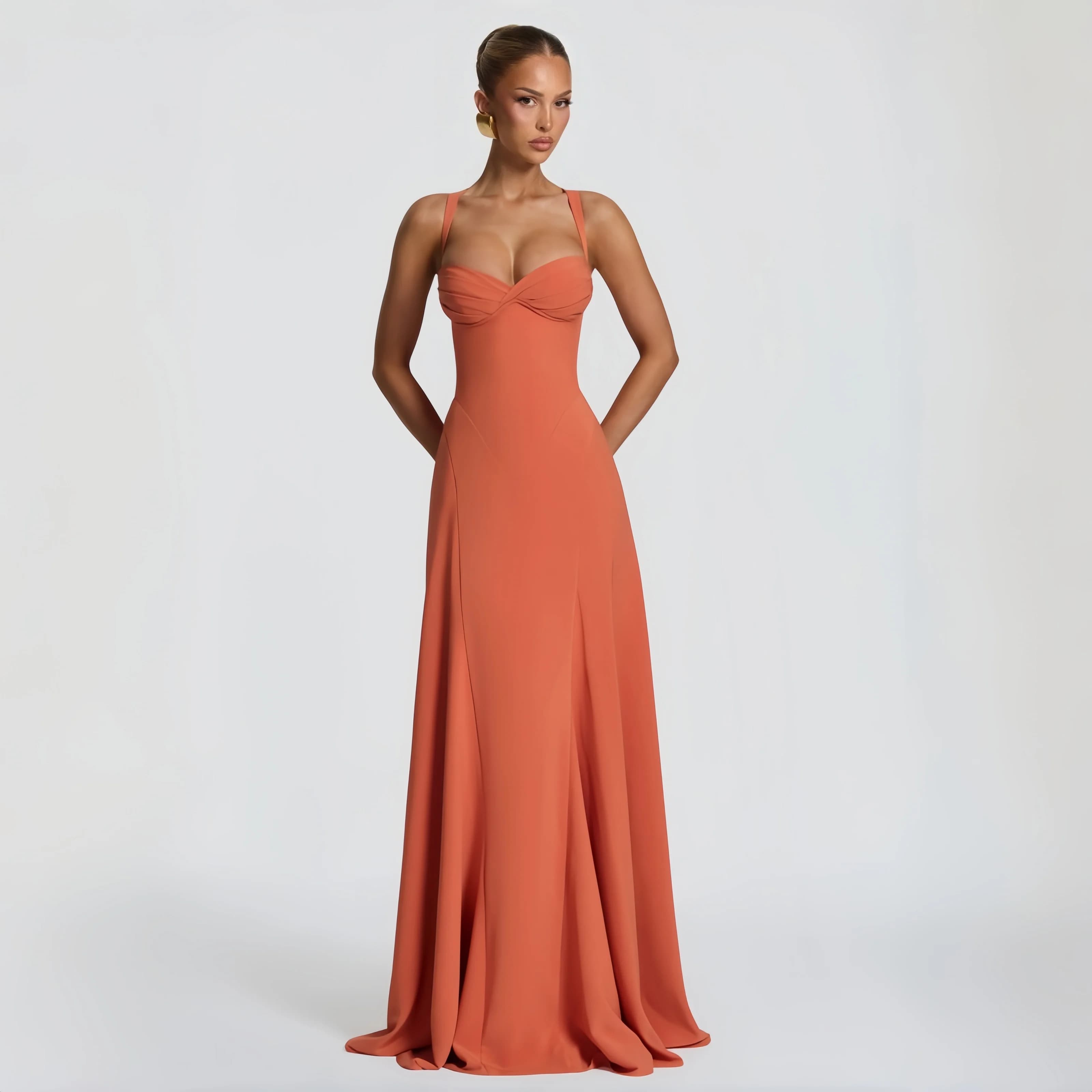 Robes d'anniversaire orange pour femme, robe de bal fluide coupe trapèze, robe polyvalente et élégan