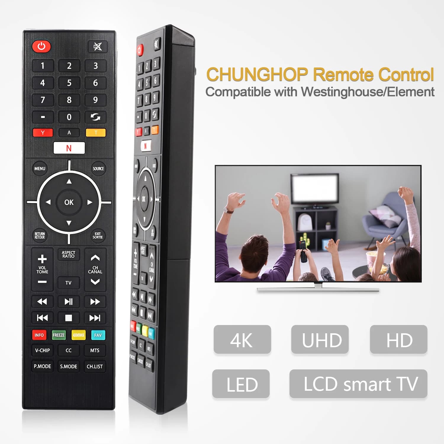 Télécommande pour Westinghouse, 152 UHD, TV 4K, WE50UB4417, WE55UB4417, WD40FB2530, ELSW3917BF, E4SF