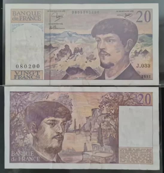 1980-1999 France 20-500 Francs Billets originaux G-UNC-PMG