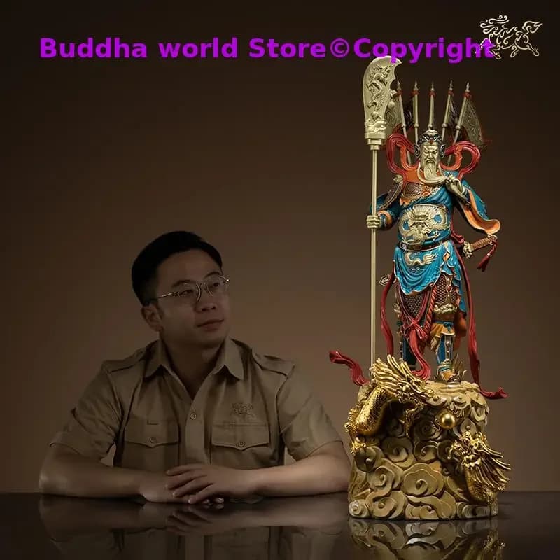 Énorme statue de dragon GUAN GONG Mammon en bronze de qualité supérieure, Dieu de la richesse, Or 9,