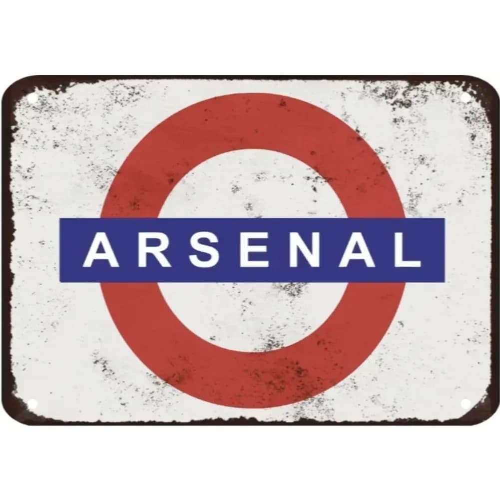 Plaque en métal Arsenal Football - Plaque en métal Arsenal Underground - Décoration de collection pour les fans de football, mur à thème Arsenal pour la cave A