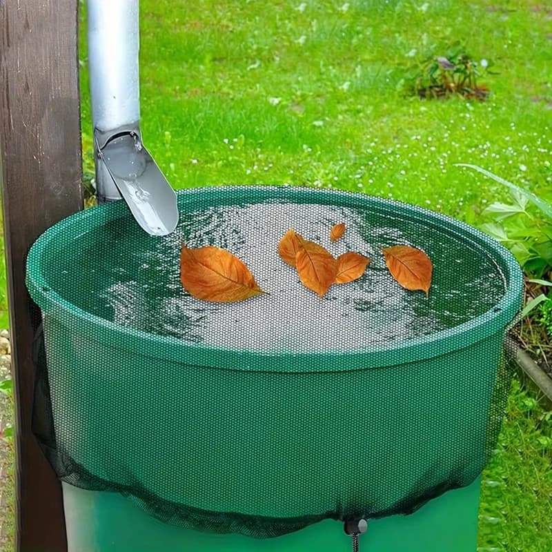 Couverture de réservoir de récupération d'eau de pluie avec filet et cordon de serrage pour barils