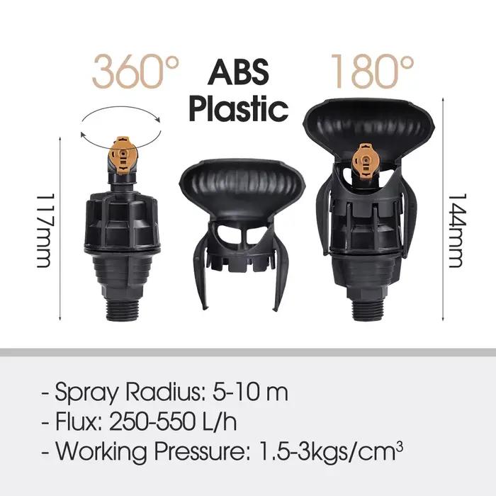 1 pièces extérieur 1/2 "" 360 ° Arroseur automatique rotatif noir, buse d'irrigation d'eau pour ja