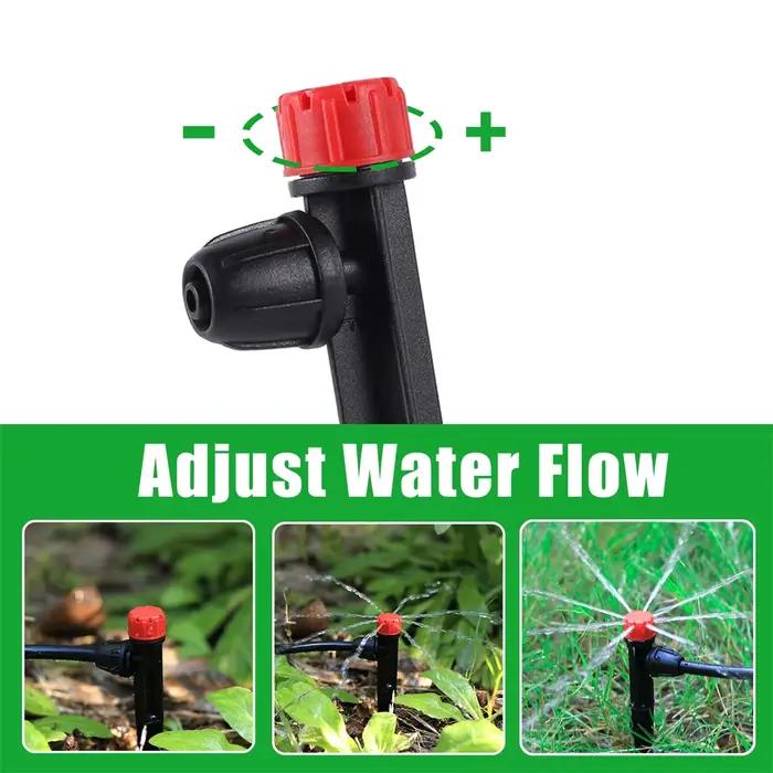 Dispositif de micro-pulvérisation d'irrigation de jardin, gouttes rouges réglables branchées au sol,