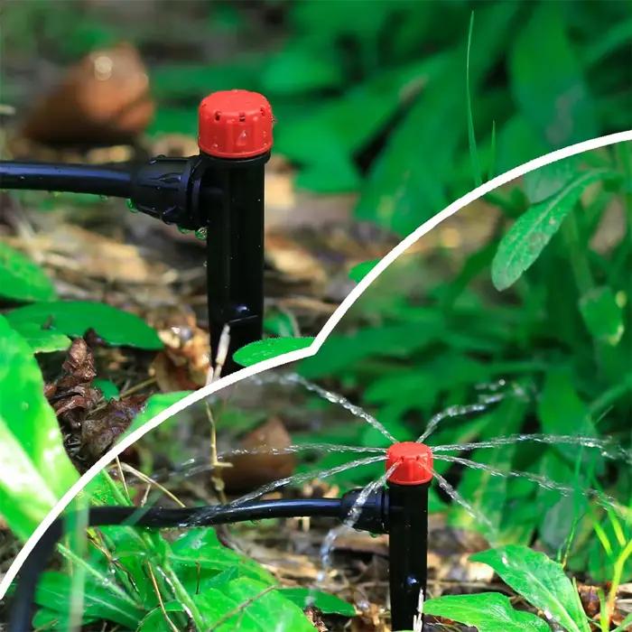 Dispositif de micro-pulvérisation d'irrigation de jardin, gouttes rouges réglables branchées au sol,