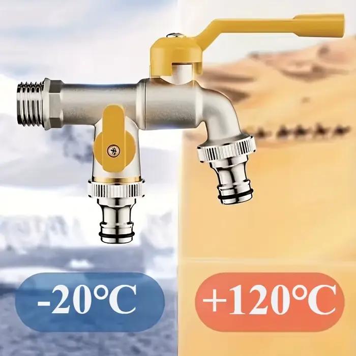 Robinet d'extérieur pour jardin, double sortie, raccordement 1/2 pouce, idéal pour l'arrosage de la