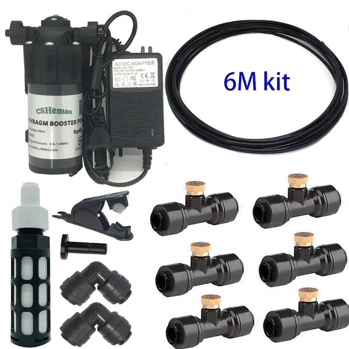 Kit de système de refroidissement par brumisation DIY6-20M, avec pompe à eau DC24V, buse de brouilla