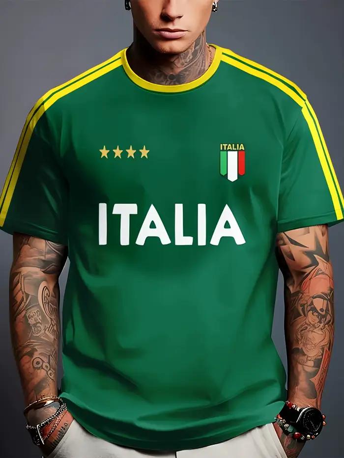 T-shirt orné du drapeau italien - adapté aux hommes et aux femmes - pour les activités estivales en