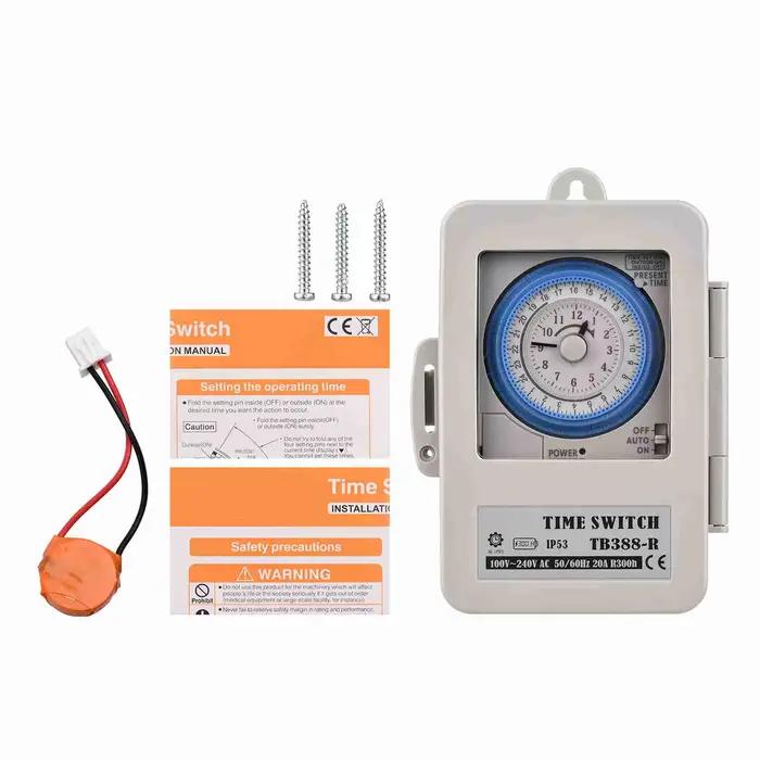 Minuterie mécanique 24 heures, boîtier de commutation de minuterie électrique Programmable IP53, AC