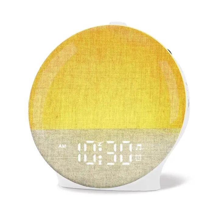 Réveil lumineux avec simulation d'aube, machine à bruit blanc, haut-parleur Bluetooth et veilleuse c