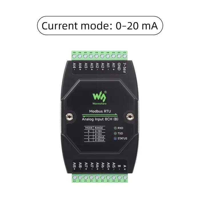 Module d'entrée analogique industriel 8 canaux, haute précision 12 bits, protocole RS485 Modbus RTU