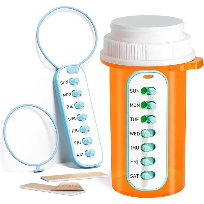 Labelife Lot de 2 Rappelants de Médicaments, Suiveurs de Pilules à Suspendre ou à Coller, Compatible