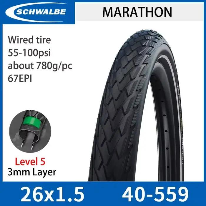 Schwalbe MARATHON 26x1.5 26x1.75/2.0 27.5x1.65 700x25C/28C 700x32C/35C pneu de vélo niveau 5 résista