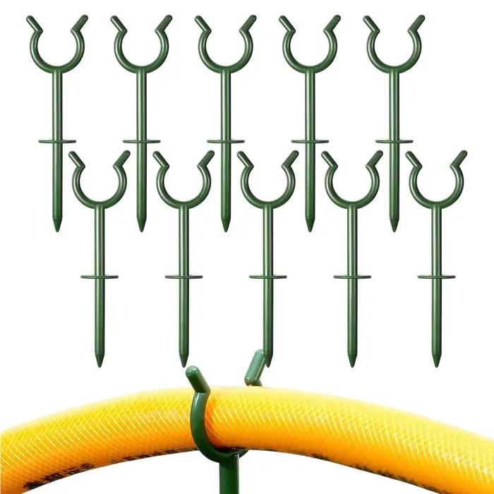 Support de tuyau d'arrosage de jardin, support de guidage double pour tuyau, support d'outils de jar