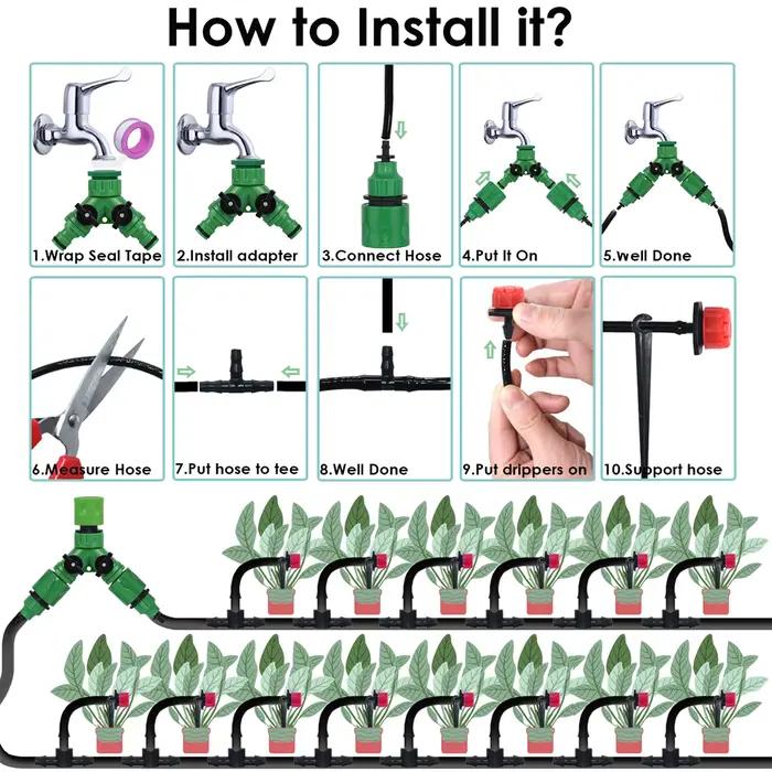 KESLA – système d'arrosage automatique pour jardin, Kit d'irrigation goutte à goutte, buses de 1/4 p