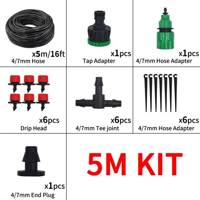 Système d'irrigation goutte à goutte portable, kit d'arrosage automatique de 20 m avec goutteurs rég