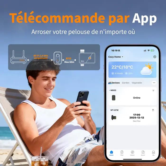 Programmateur d'arrosage WiFi Diivoo 1 zone