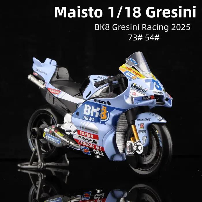 Maisto 1:18 2025 BK8 Gresini Racing Moto Modèle 73 # Alex Marquez 54 # Jouet moto statique Fermin Aldeguer GP