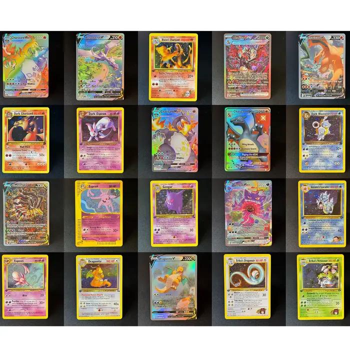 Ensemble complet de cartes de jeu de société PTCG Q (55 cartes), Blastoise/Charizard/Dragonite/Gengar/Lugia/Mew/Pikachu/Shining Charizard PTCG Proxy