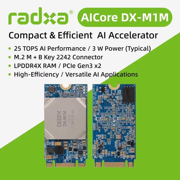 Radxa AICore DX-M1M, 25TOPS NPU, module M.2 2242, accélérateur d'IA à faible consommation d'énergie