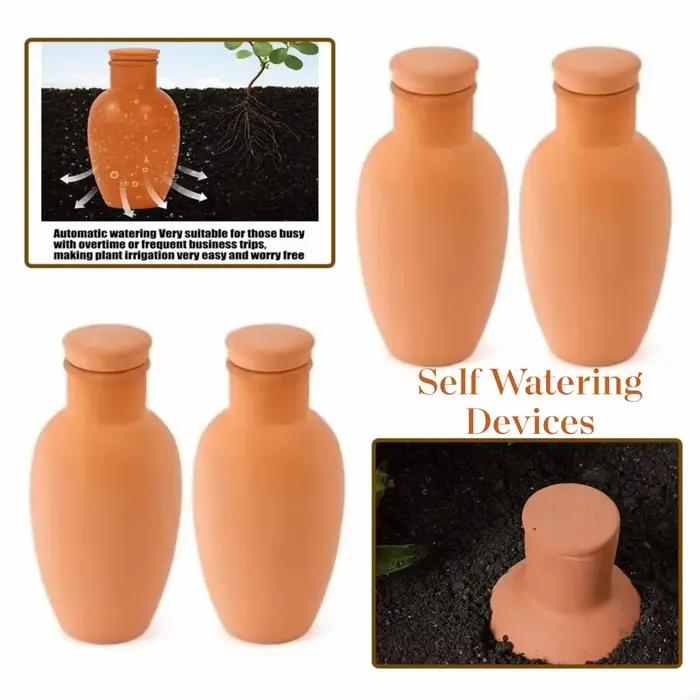 4 Piques d'arrosage automatiques en terre cuite