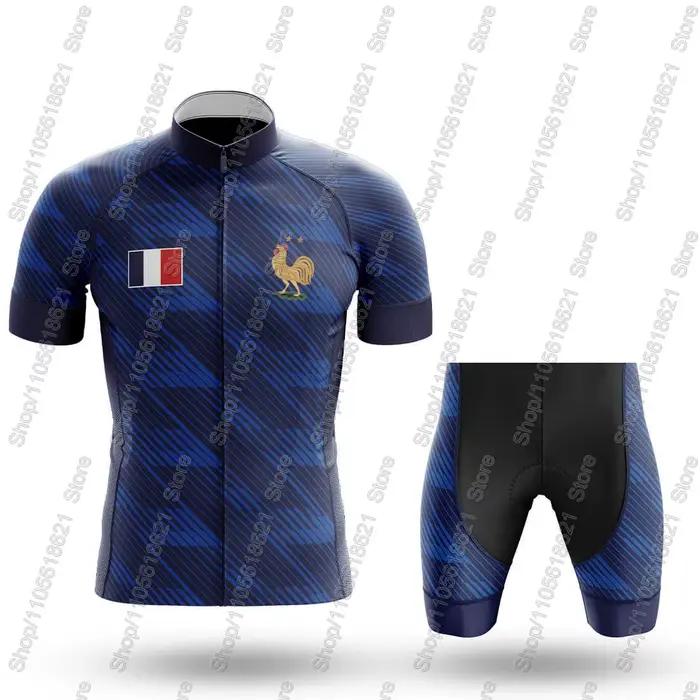 Ensemble Maillot et Cuissard de Cyclisme Équipe Nationale France 2026 pour Hommes – Tenue de Vélo de Route et VTT