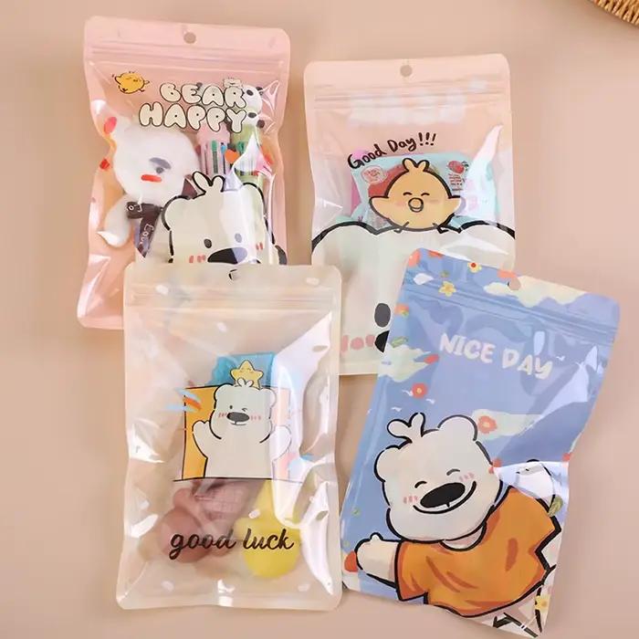 Sac de rangement scellé pour aliments, poche scellée, dessin animé, collation, bonbons, biscuits, emballage autoportant, emballage alimentaire de cuisson, sac scellé cadeau