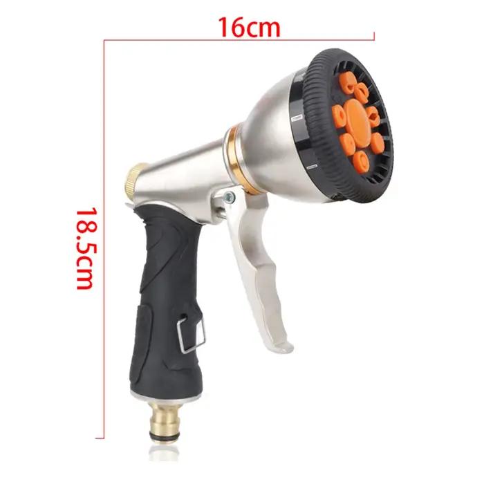 Pistolet à pulvérisation d'eau rotatif en acier inoxydable pour jardin et lavage de voitures mode multi-jet haute pression réglable robuste et durable