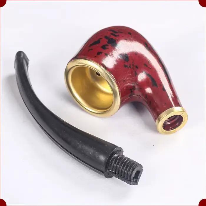Nouveau tuyau en Imitation bois pour hommes, tuyau en résine classique, tuyau sec à l'ancienne, Pot en cuivre Portable, tuyau à cigarettes courbé