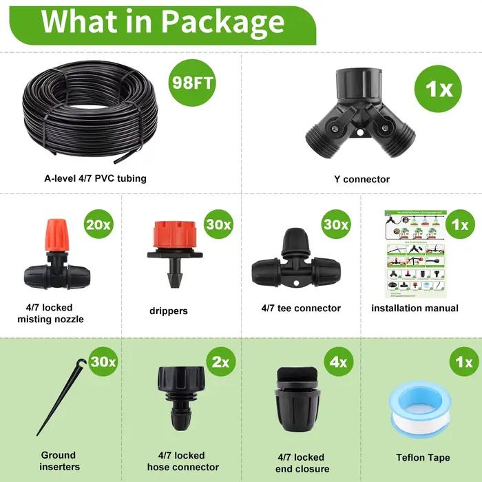 Kit d'irrigation goutte à goutte 98 pieds/29.9M