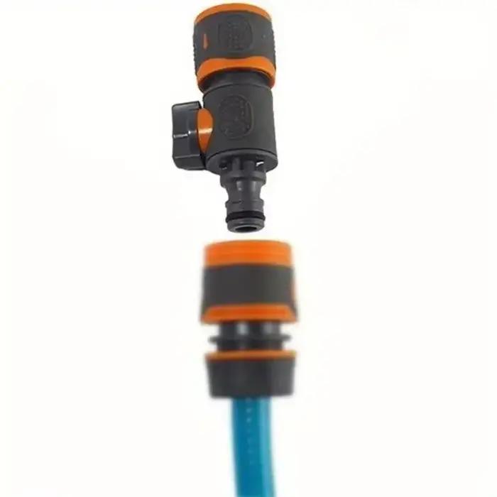 Adaptateur de tuyau d'arrosage à connexion rapide avec robinet d'arrêt - Compatible avec les tuyaux de 1/2 "