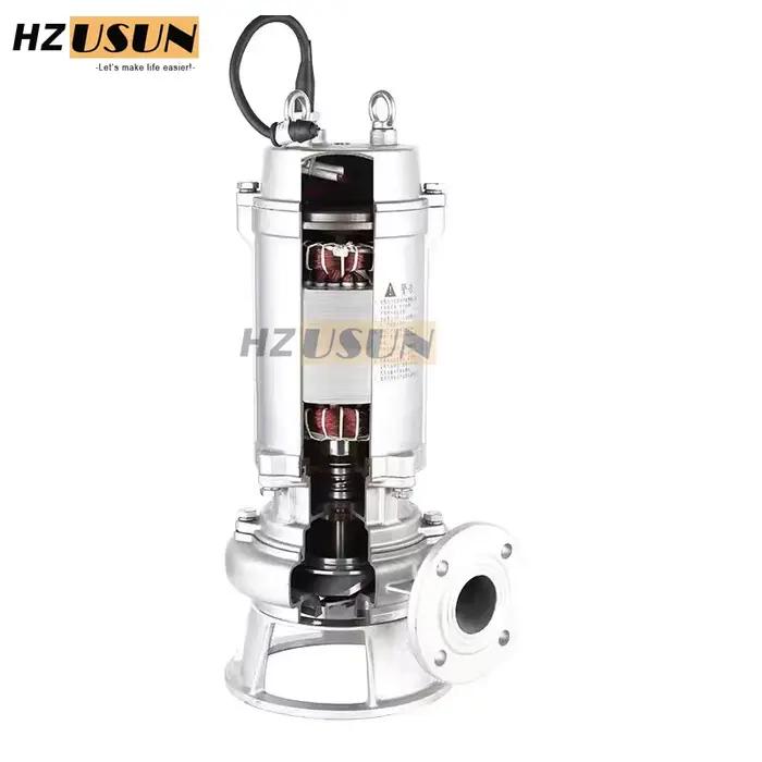 Pompe centrifuge submersible à déchets et eaux usées en acier inoxydable