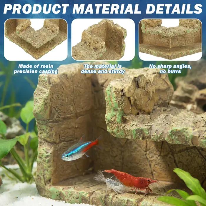 90 ° Tunnel d'observation d'angle pour poissons, grotte en résine pour aquarium, tunnel pour poissons réaliste en forme de souche de bois flotté, décoration de tunnel pour aquarium
