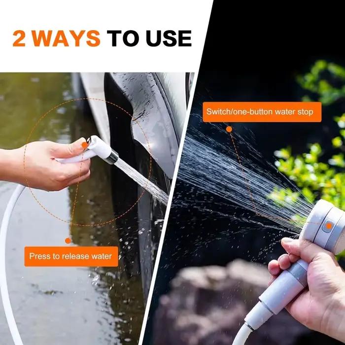 Pulvérisateur d'eau Compact portatif Rechargeable de douche extérieure pour l'arrosage de fleurs de lavage de voiture et le bain Camping randonnée