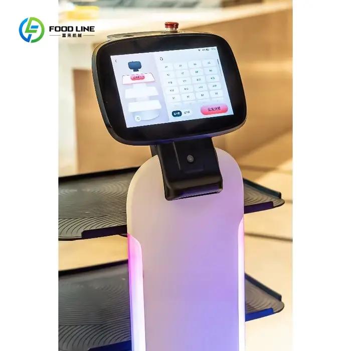 Robot de livraison de nourriture commercial avec plusieurs plateaux réglables pour les applications de restauration, de café, d'hôtel et de traiteur, personnalisable