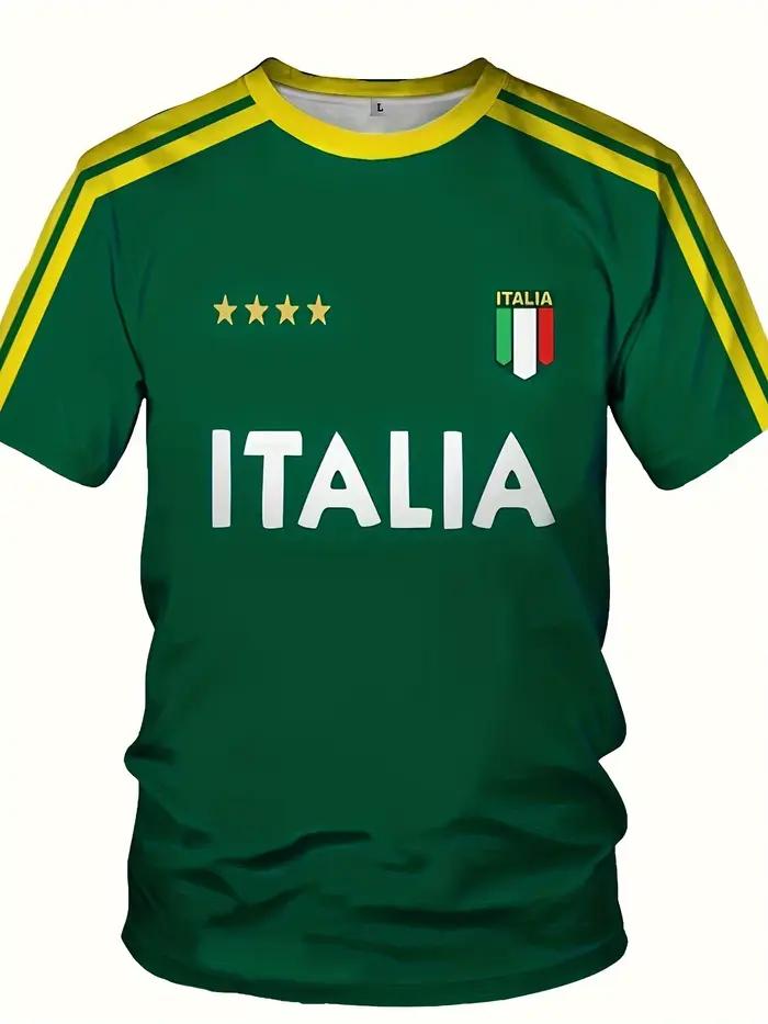 T-shirt orné du drapeau italien - adapté aux hommes et aux femmes - pour les activités estivales en plein air et les tenues de football - mode urbaine