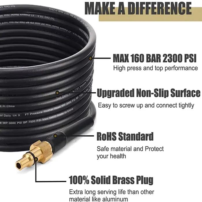 Tuyau de nettoyage haute pression pour égouts compatible Karcher adaptateur universel LAVOR pour nettoyeur haute pression kit de déboucheur de canalisations PVC renforcé nylon occasions spéciales carwash plomberie