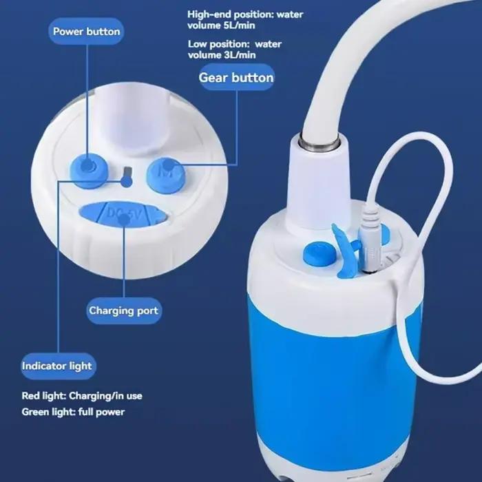 Pulvérisateur d'eau Compact portatif Rechargeable de douche extérieure pour l'arrosage de fleurs de lavage de voiture et le bain Camping randonnée