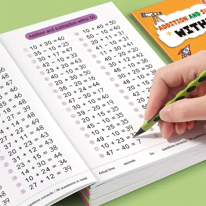 Problèmes de mathématiques à résoudre : Cahier d'exercices d'addition et de soustraction dans les encadrements de 10/20/50/100 pour les élèves de la 1ère à la 3ème année - Exercices de vitesse et exer