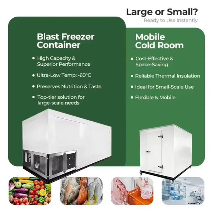 Prix d'usine personnalisé, salle froide Mobile, stockage au froid Commercial écologique pour magasin de détail, congélateur à marche