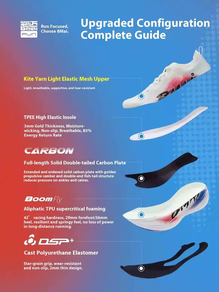 BMAI 21km Marathon plaque de carbone chaussures de course pour hommes de luxe homme formateurs coussin espadrilles décontractées respirant chaussure de sport pour hommes