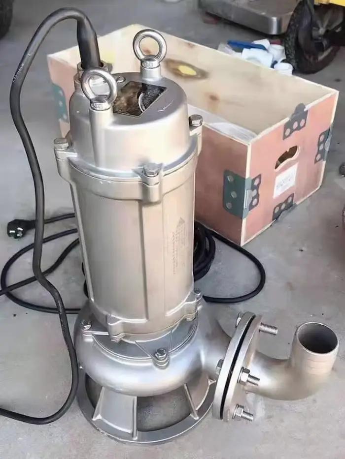 Pompe centrifuge submersible à déchets et eaux usées en acier inoxydable