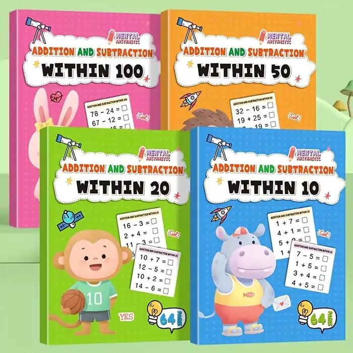 Problèmes de mathématiques à résoudre : Cahier d'exercices d'addition et de soustraction dans les encadrements de 10/20/50/100 pour les élèves de la 1ère à la 3ème année - Exercices de vitesse et exer