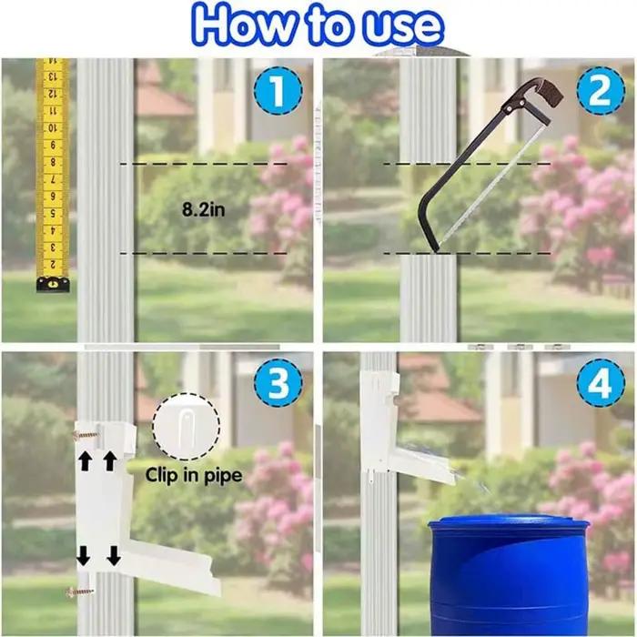 Système de récupération d'eau de pluie en métal avec déviateur et tamis, solution durable
