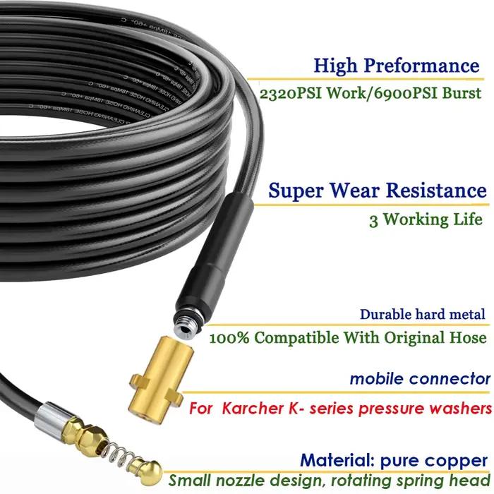 Deboucheur canalisation haute pression Kit de nettoyage de tuyaux d'égouts avec adaptateur